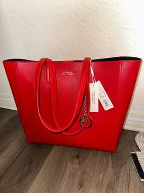 ✨ AUTHENTIC NWT Versace Collection Large Red Saffiano Leather Tote ❤️